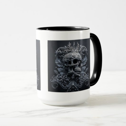 Mug combiné à crâne orné, 15 oz (Devant droit)