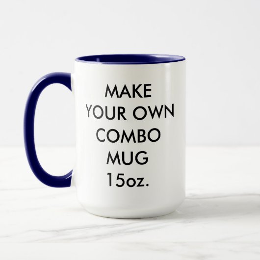 Mug combiné bleu marine personnalisé 15oz (Gauche)