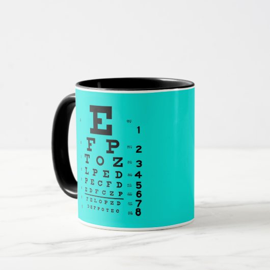 Mug Combiné cyan et noir de diagramme d'oeil (Devant gauche)