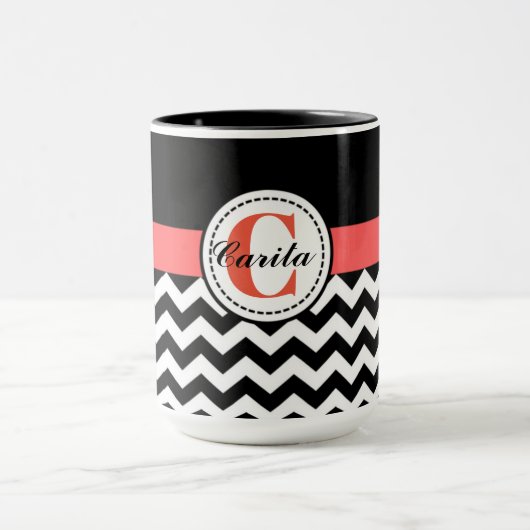 Mug combiné Monogrammé Chevron 15 Oz (Centre)
