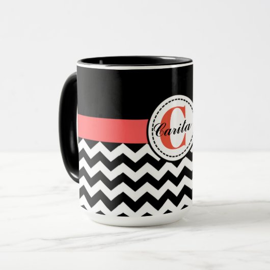 Mug combiné Monogrammé Chevron 15 Oz (Devant gauche)