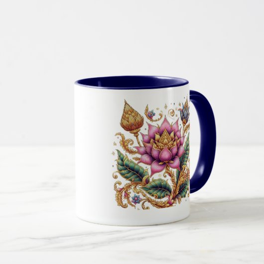 Mug Combo à fleurs Motif Thaï (Devant droit)