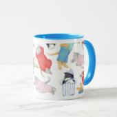 MUG COMBO BLEU CHAT EN PYJAMA (Devant droit)
