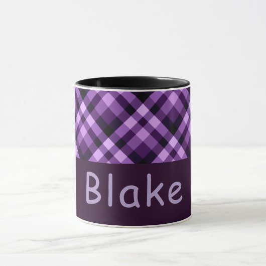 Mug Combo carreaux Violet Pourpre 11 once avec mon (Centre)