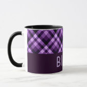 Mug Combo carreaux Violet Pourpre 11 once avec mon (Gauche)