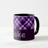 Mug Combo carreaux Violet Pourpre 11 once avec mon (Devant droit)
