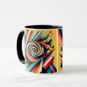 Mug combo - Conception géométrique spirale colorée (Devant gauche)