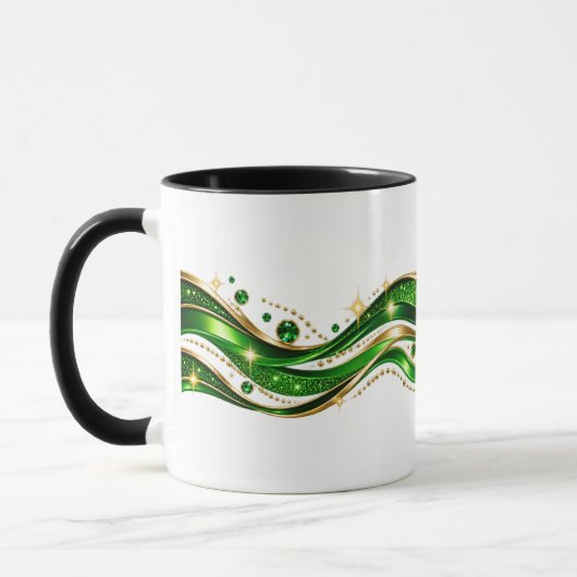 Mug Combo Design Ondulé Vert et Or Élégant (Gauche)