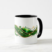 Mug Combo Design Ondulé Vert et Or Élégant (Devant droit)