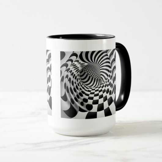 Mug combo du tunnel Op Art, 15 oz (Devant droit)