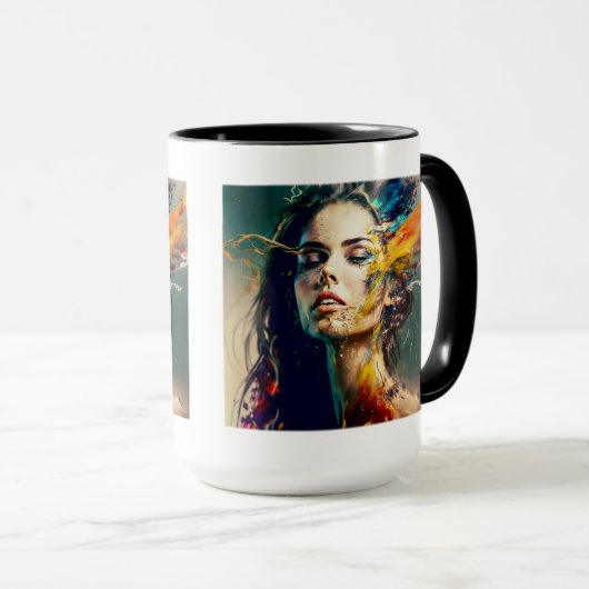 Mug Combo Femme Dissoudre, 15 oz (Devant droit)