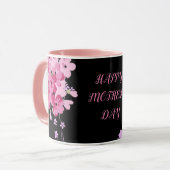Mug combo "Fête des mères" en fleurs noires et ros (Devant gauche)