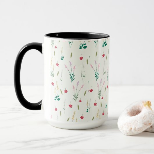 Mug Combo floral de printemps Motif de fleurs (Avec donut)
