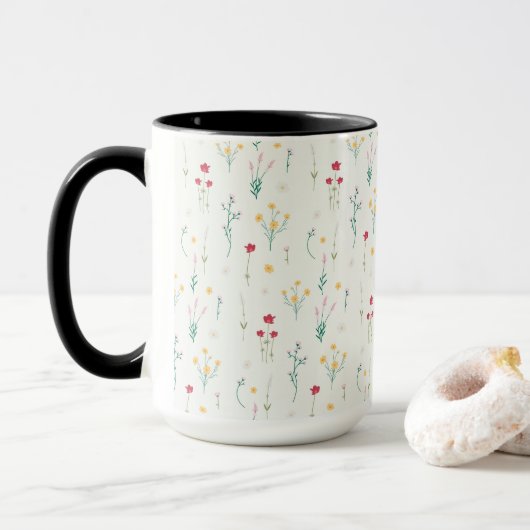 Mug Combo floral de printemps Motif de fleurs (Avec donut)