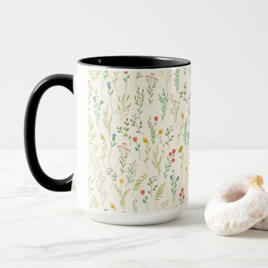 Mug Combo floral de printemps Motif de fleurs (Avec donut)