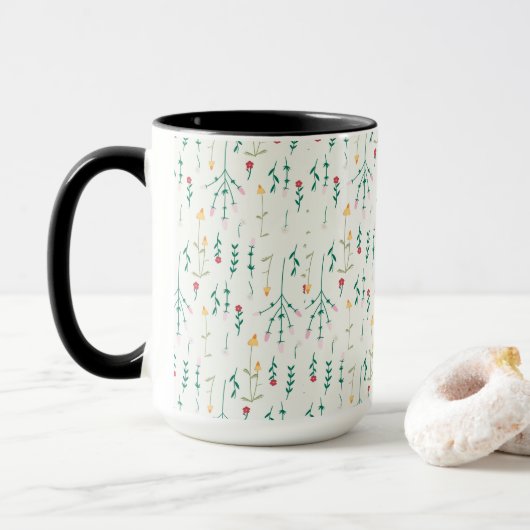 Mug Combo floral de printemps Motif de fleurs (Avec donut)