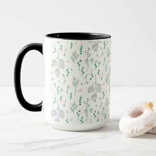 Mug Combo floral de printemps Motif de fleurs (Avec donut)
