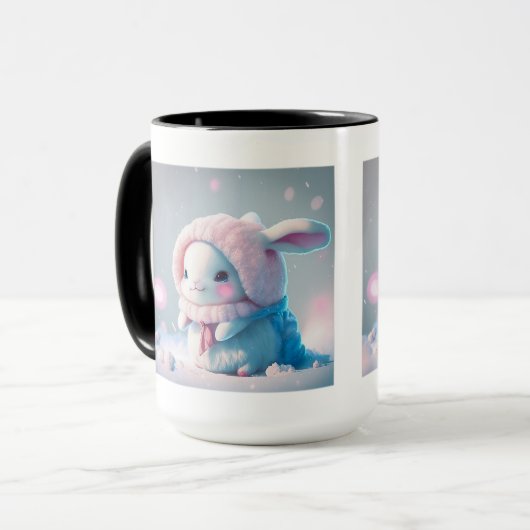 Mug combo lapin d'hiver, 15 oz (Devant gauche)