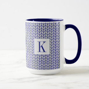 Mug Combo Navy en Tricot GRIS BLEU + Initiale