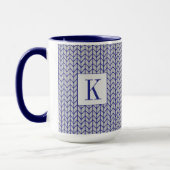 Mug Combo Navy en Tricot GRIS BLEU + Initiale (Gauche)