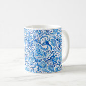 Mug combo - Paisley en bleu et blanc (Devant droit)