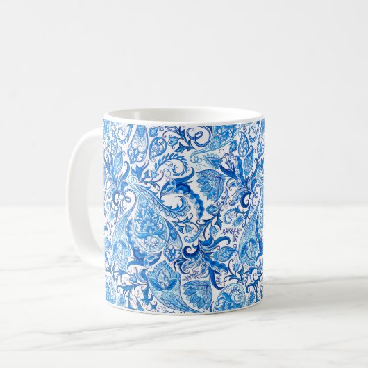 Mug combo - Paisley en bleu et blanc (Devant gauche)