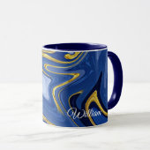 Mug combo personnalisé : Accents bleu et or (Devant droit)