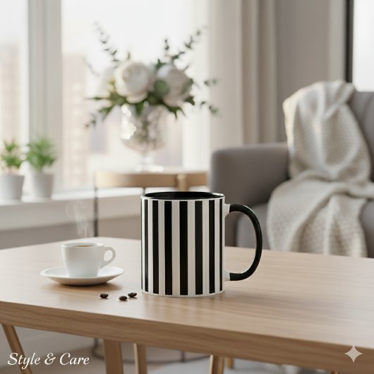 Mug Combo Rayures Noir et Blanc Moderne