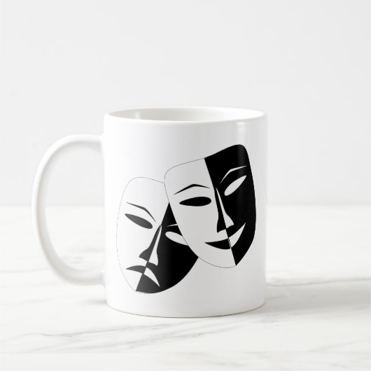 Mug Comédie Tragédie Masque de théâtre noir et blanc (Gauche)