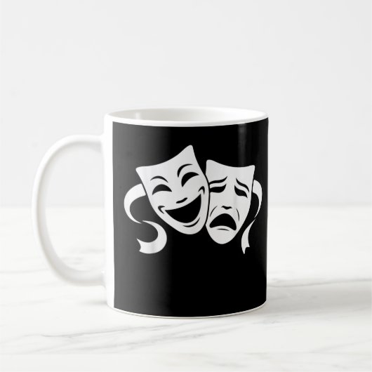 Mug Comédie & Tragédie Théâtre Masques blancs Drôle Ho (Gauche)