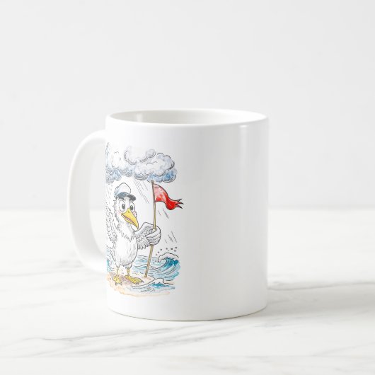 Mug Comic Bird Beach Wind Check Postcard (Devant gauche)