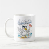 Mug Comic Bird Beach Wind Check Postcard (Gauche)
