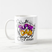 Mug Comic Book Style Super Dad Personalized Name (Gauche)