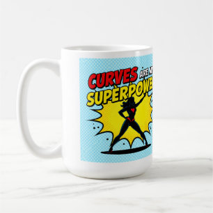 Mug Comic Book Style Superhero Woman with "CURVES ARE