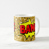 Mug Comic Pop Art Jaune Red BANG Novelty Funny Café (Devant droit)