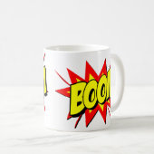 Mug Comic Pop Art Jaune Rouge BOOM Nouveauté Drôle (Devant droit)