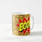 Mug Comic Pop Art Jaune Rouge BOOM Nouveauté Drôle Caf (Devant droit)