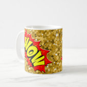 Mug Comic Pop Art Jaune Rouge WOW Nouveauté Drôle Café (Devant gauche)
