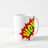 Mug Comic Pop Art Jaune Rouge WOW Novelty Funny (Devant droit)