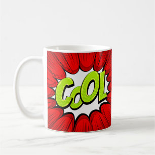 Mug Comic Pop Art Rouge Vert COOL Novelté Amusant