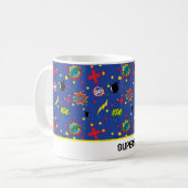 Mug Comics Funky SUPERHERO REMPLIR Boom Zap Pow Blue (Devant gauche)