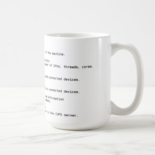 Mug Commandes de détection de matériel de Linux (Droite)
