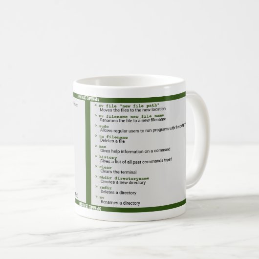 Mug Commandes Unix Basic (Devant droit)