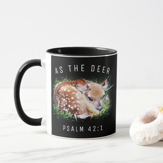 Mug Comme Le Psaume Des Cerfs 42:1 Bébé La Bible Verse (Avec donut)