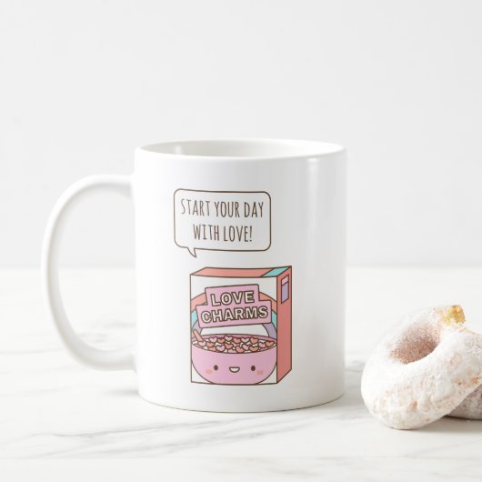 Mug Commencez votre journée avec amour, Affirmation du (Avec donut)
