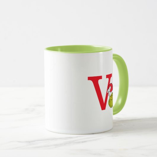 Mug Comment Grinch Stol Christmas | Monogramme V (Devant droit)