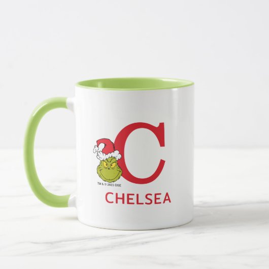 Mug Comment le Grinch a volé Noël | Nom & Monogramme C (Gauche)