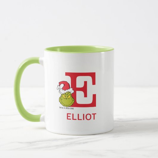 Mug Comment le Grinch a volé Noël | Nom & Monogramme E (Gauche)