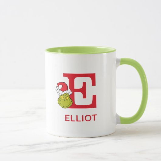 Mug Comment le Grinch a volé Noël | Nom & Monogramme E (Droite)