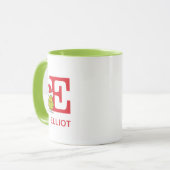 Mug Comment le Grinch a volé Noël | Nom & Monogramme E (Devant gauche)